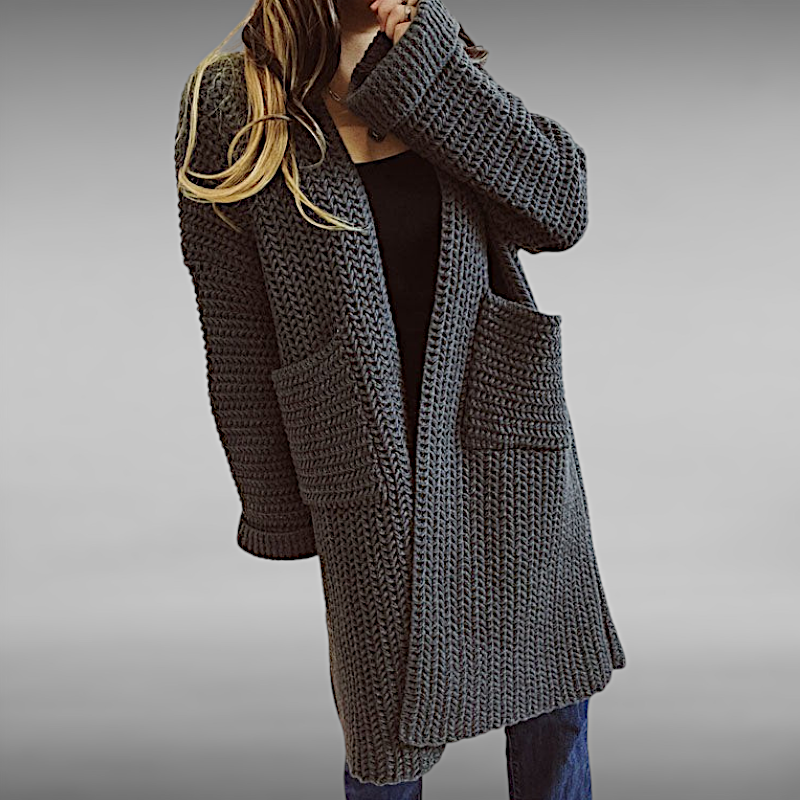 Ida™ | Casual Ensfarvet Strikket Cardigan