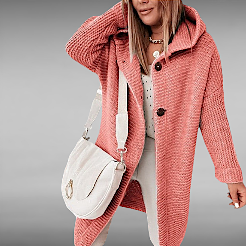 Elise™ | Casual Strikket Frakke med Hætte
