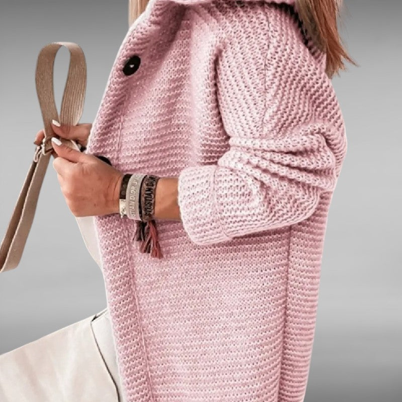 Elise™ | Casual Strikket Frakke med Hætte