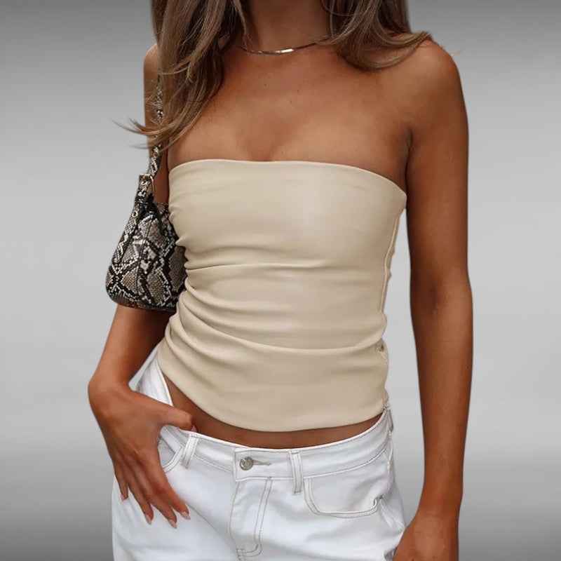 Eva™ | Stropløs Læderlook‑Top