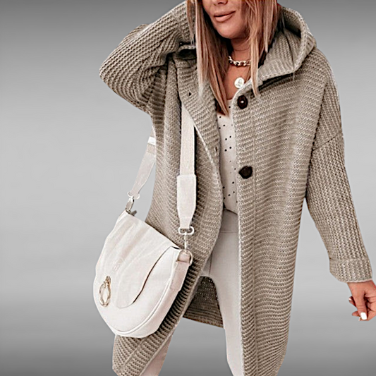 Elise™ | Casual Strikket Frakke med Hætte